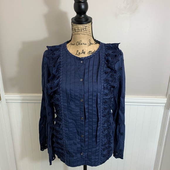 J Crew Tall Floral Eyelet Top - Picture 3 of 5
